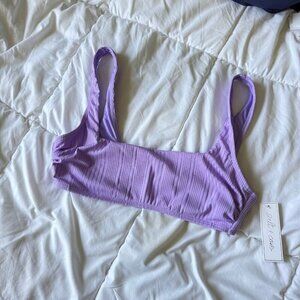 NWT Salt + Cove Square Necked Ribbed Bikini Top XL - Lilac